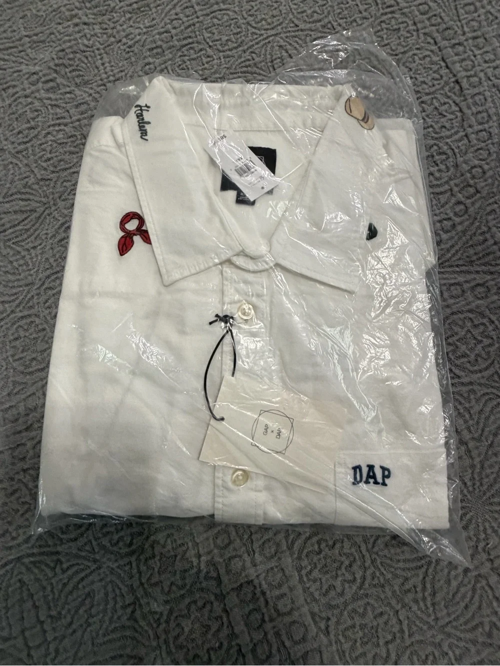 White Embroidered Dap x Gap Motif Button-Down Shirt